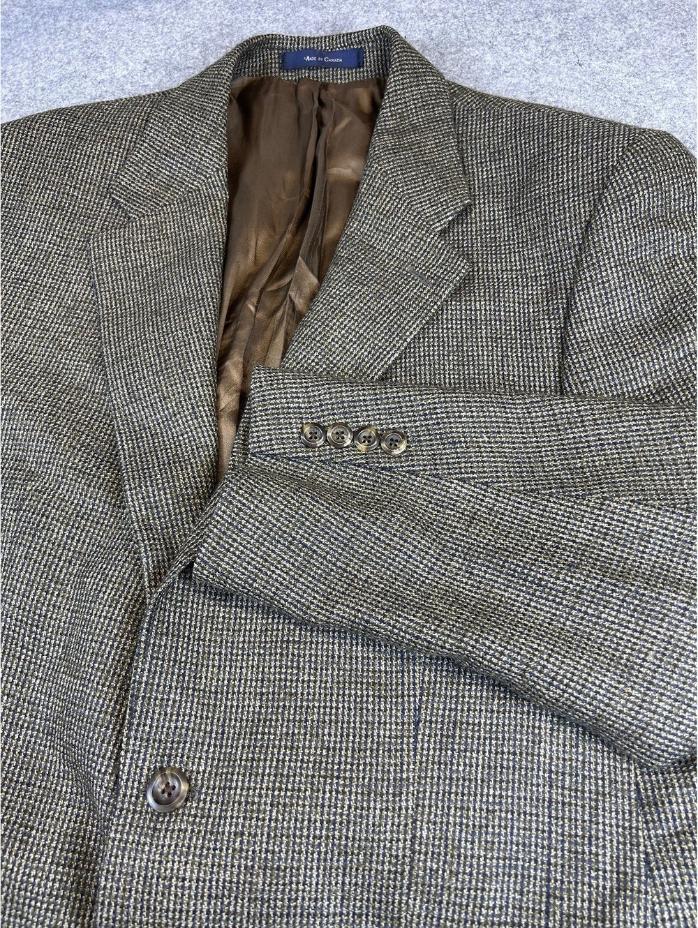 Vintage Chaps Ralph Lauren Men's Blazer Size 48R 100% Wool Brown Check Preppy
